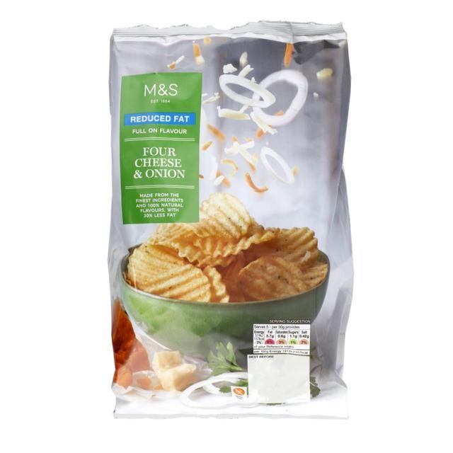 M&amp;amp;S Reduced Fat Four Cheese &amp;amp; Onion Crisps   150g