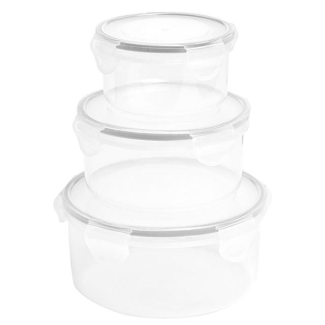 M&amp;amp;S Round Clip Storage Containers Grey   3 per pack