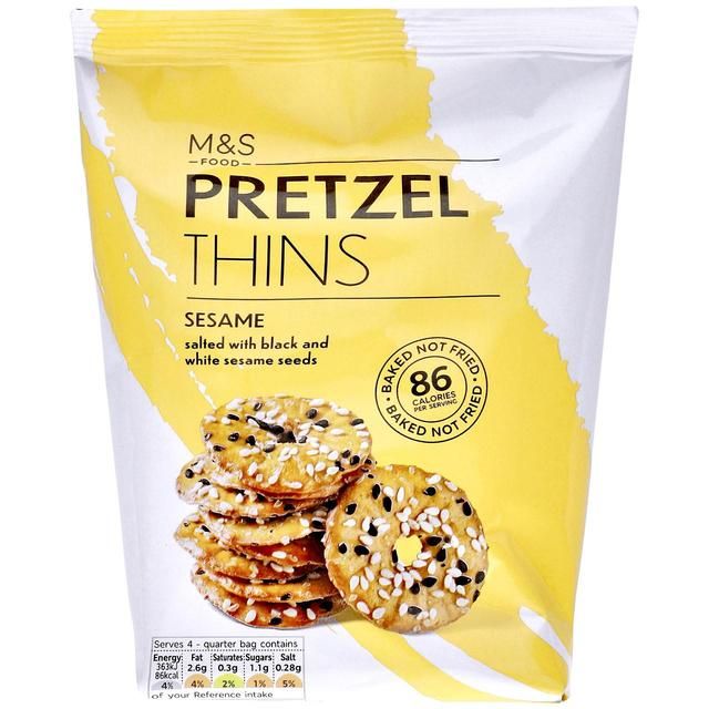 M&amp;amp;S Sesame Pretzel Thins   80g