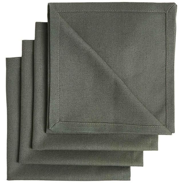 M&amp;amp;S Set of 4 Cotton Rich Napkins with Linen Khaki   4 per pack