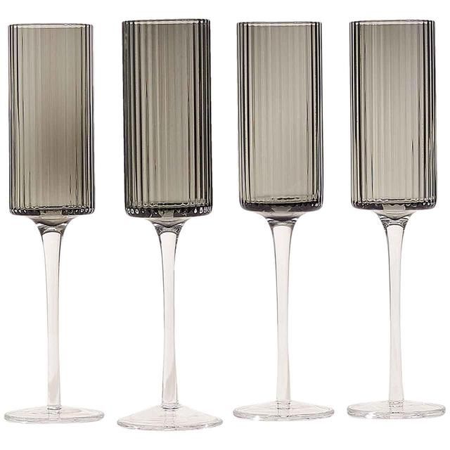 M&amp;amp;S Set of 4 Handmade Celine Champagne Flutes Grey   4 per pack