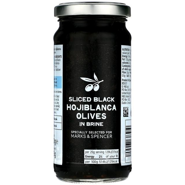 M&amp;amp;S Sliced Black Hojiblanca Olives in Brine   230g