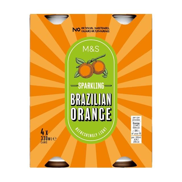 M&amp;amp;S Sparkling Brazilian Orange Drink   4 x 330ml