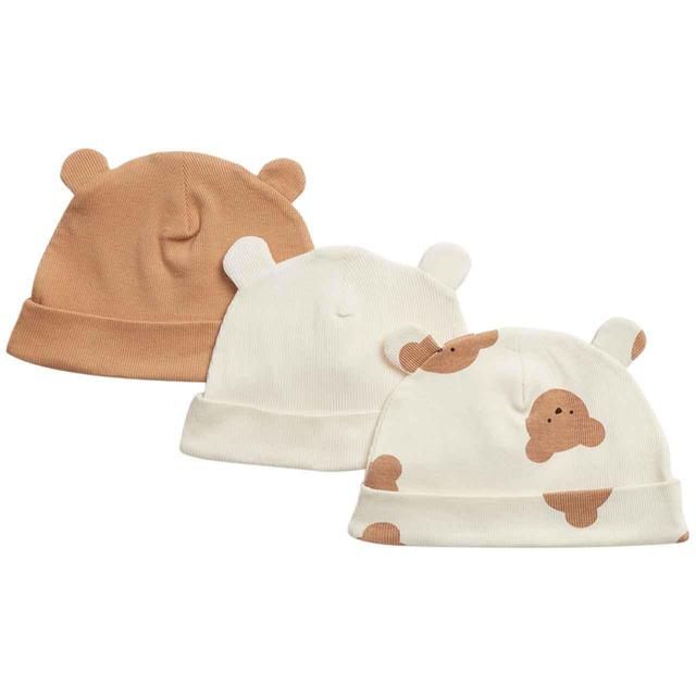 M&amp;amp;S Spencer Bear Hats 0-12 Months Camel 3 Pack