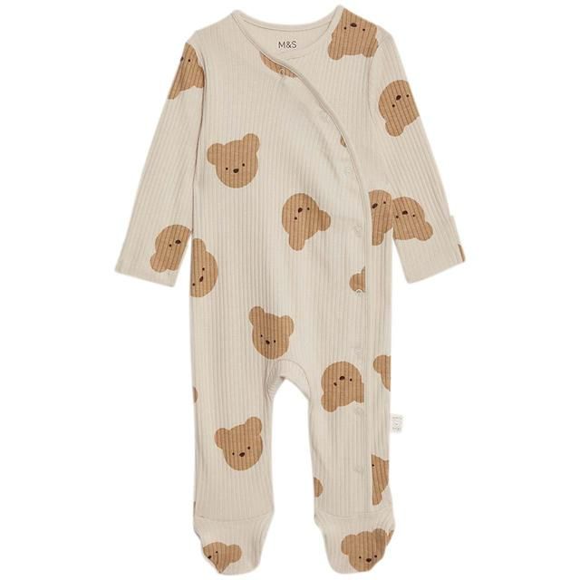 M&amp;amp;S Spencer Bear Sleepsuit Newborn-12 Months Mink