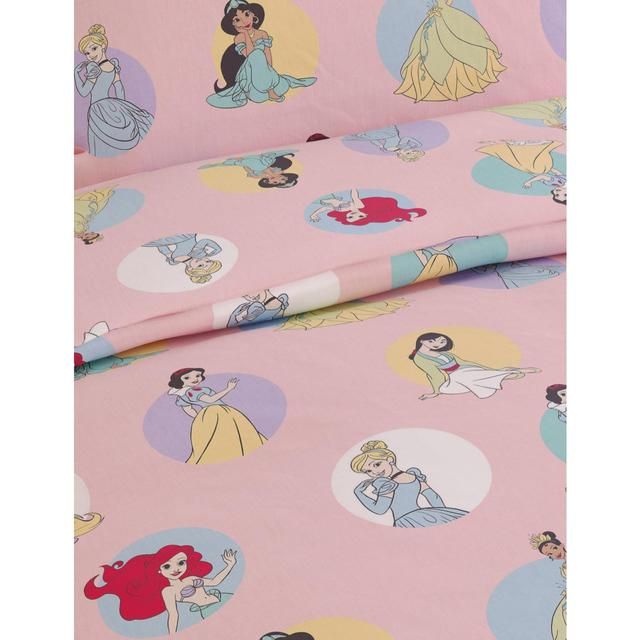 M&amp;amp;S Spotted Disney Princesses Bedset Single Pink Mix