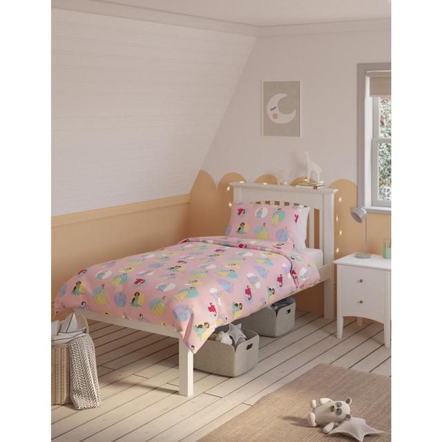 M&amp;amp;S Spotted Disney Princesses Bedset Single Pink Mix