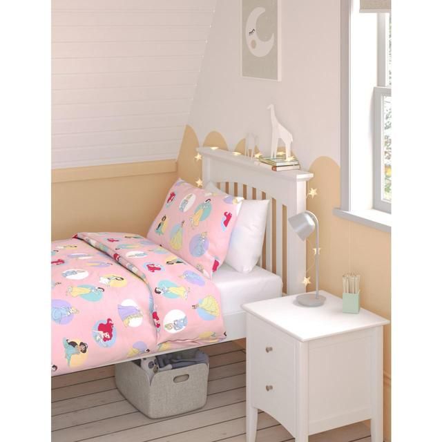 M&amp;amp;S Spotted Disney Princesses Bedset Single Pink Mix