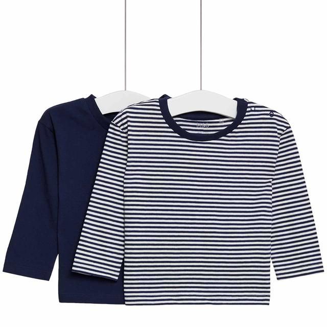 M&amp;amp;S Stripe Long Sleeve Tops 2 Pack 0 Months-3 Years