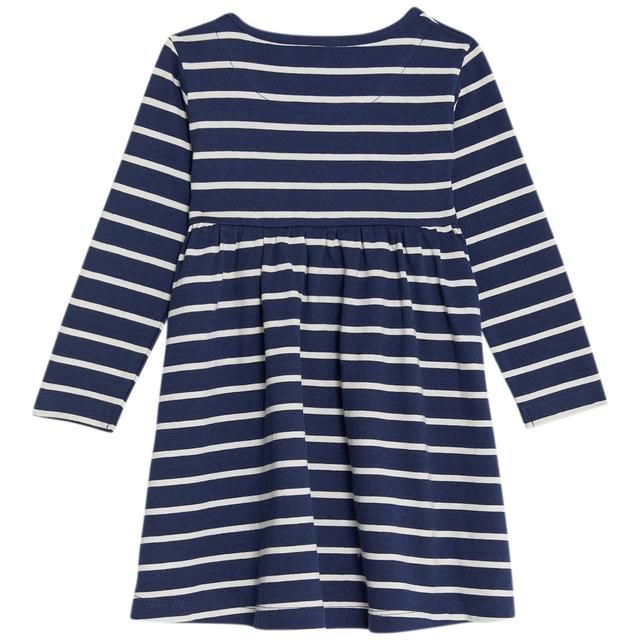 M&amp;amp;S Striped Long Sleeve Dress 0 Months-3 Years Navy