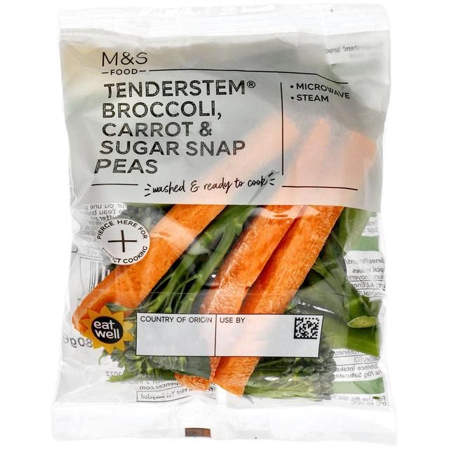 M&amp;amp;S Tenderstem Broccoli Carrot &amp;amp; Sugar Snap Peas   80g