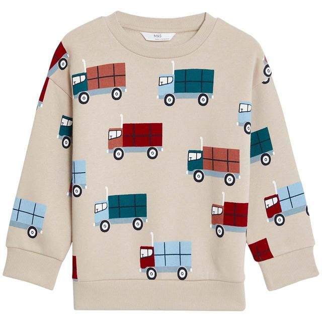 M&amp;amp;S Truck Sweatshirt 2-7 Years Dark Almond
