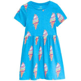 M&amp;amp;S Unicorn Ice Cream Cotton Dress 2-7 Years Blue