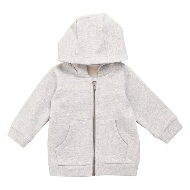 M&amp;amp;S Unisex Cotton Zip Hoodie 2-3 Years Grey Marl