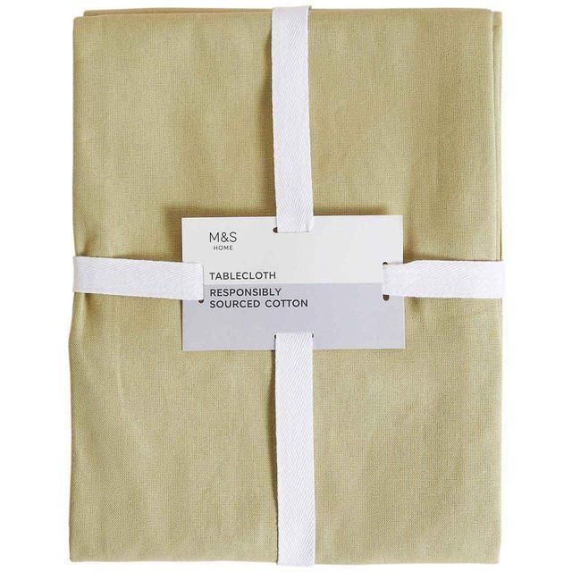 M&amp;amp;S Washable Pure Cotton Tablecloth Green
