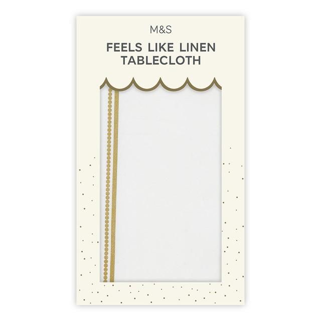 M&amp;amp;S White &amp;amp; Gold Feels Like Linen Tablecloth