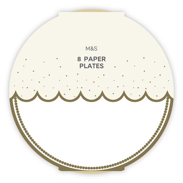 M&amp;amp;S White Paper Plates   8 per pack
