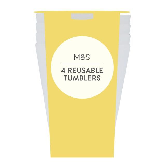 M&amp;amp;S White Reusable Picnic Tumblers   4 per pack