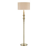 Madrid Antique Brass Floor Lamp with Faux Silk Shade