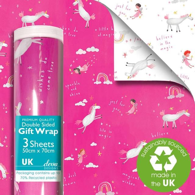 Magical Wishes Double Sided Gift Wrap Sheets   3 per pack