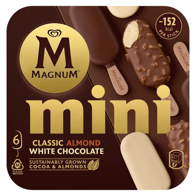Magnum Mini Classic Almond &amp;amp; White Chocolate Ice Cream Sticks   6 x 55ml