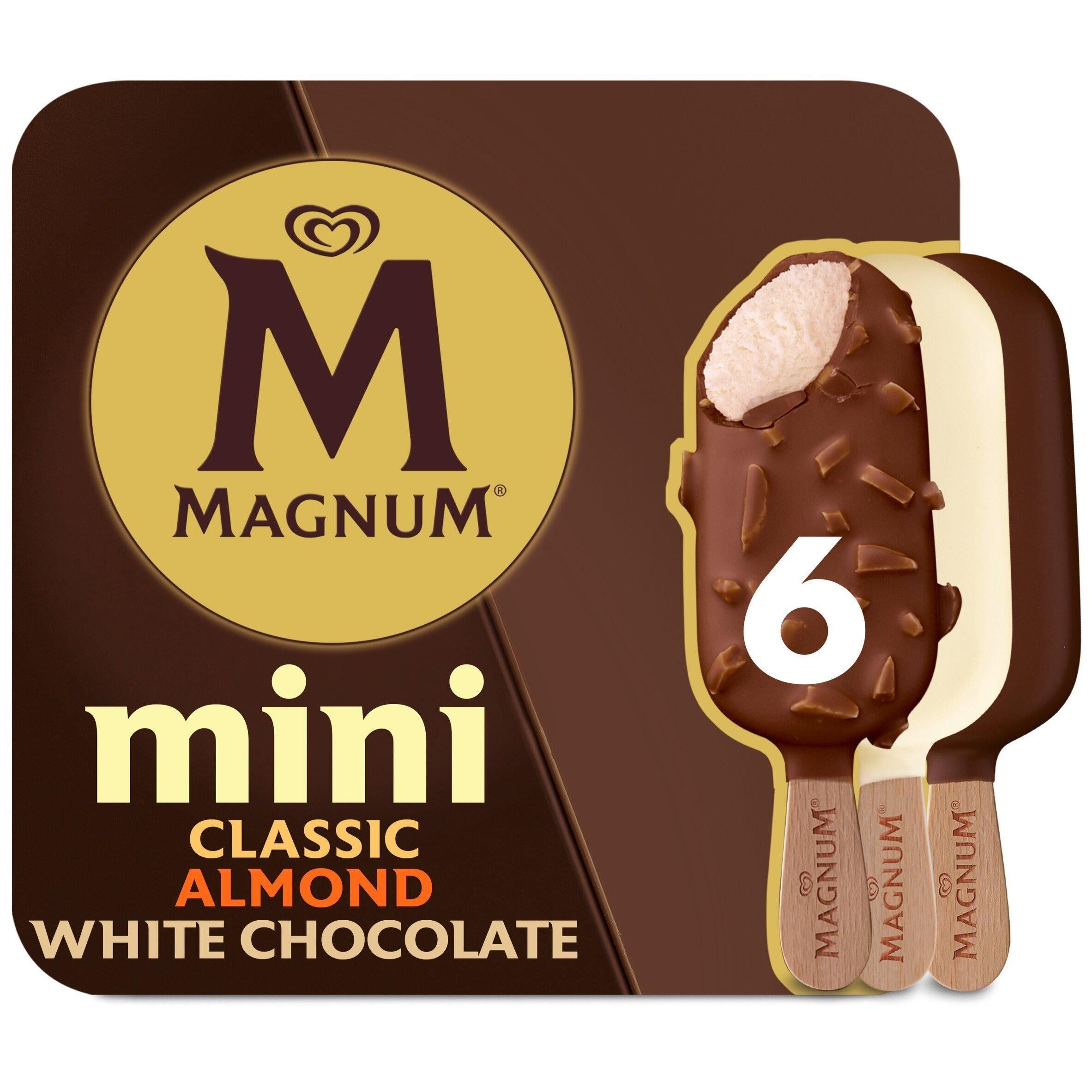 Magnum Mini Classic Almond &amp;amp; White Chocolate Ice Cream Sticks 6x55ml