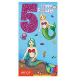 Emoji Mermaid 5th Birthday Card