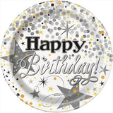 Unique Party Foil Glitter Birthday Party Plates (Pack of 8)