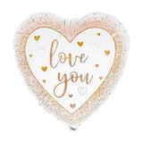 Oaktree Love You Holographic Heart Foil Balloon