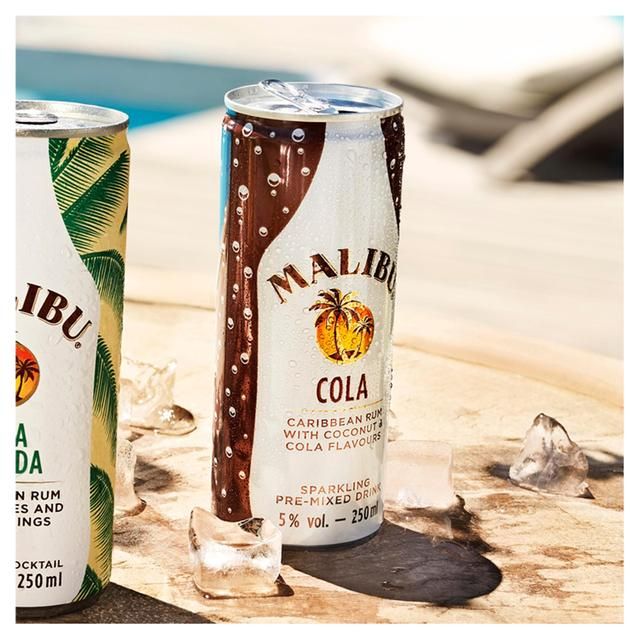 Malibu Coconut Rum &amp;amp; Cola Sparkling Pre-Mixed Can   25cl