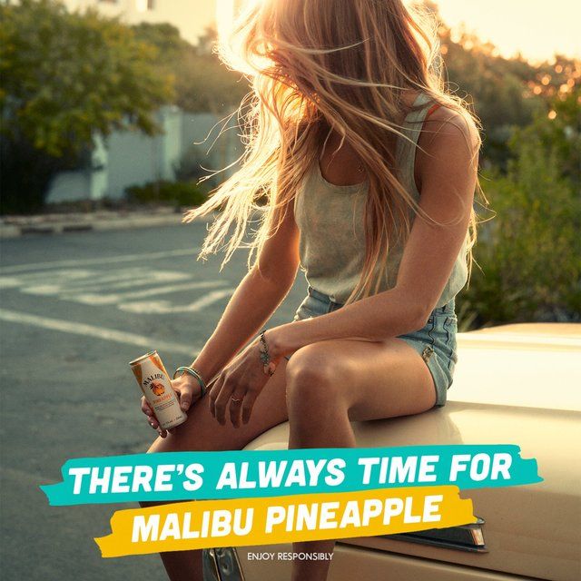 Malibu Coconut Rum &amp;amp; Pineapple Sparkling Pre-Mixed Can   25cl