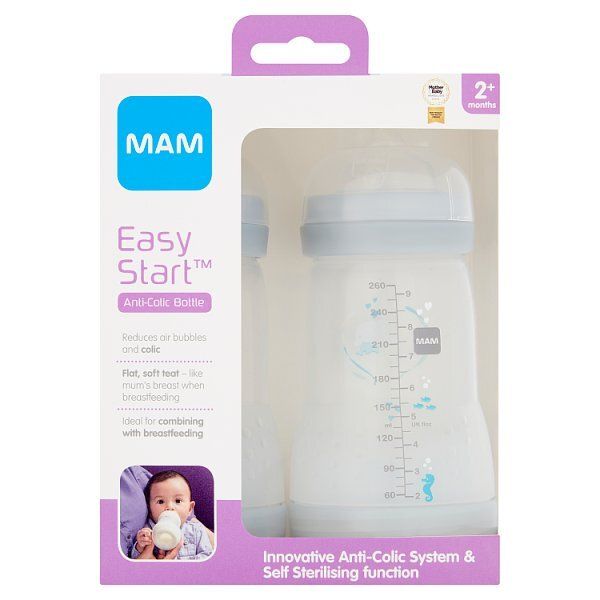MAM Easy Start Bottles in Grey 260ml 2 Pack