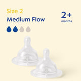 MAM Silicone Bottle Teats Medium Flow 2+ Months Level 2   2 per pack