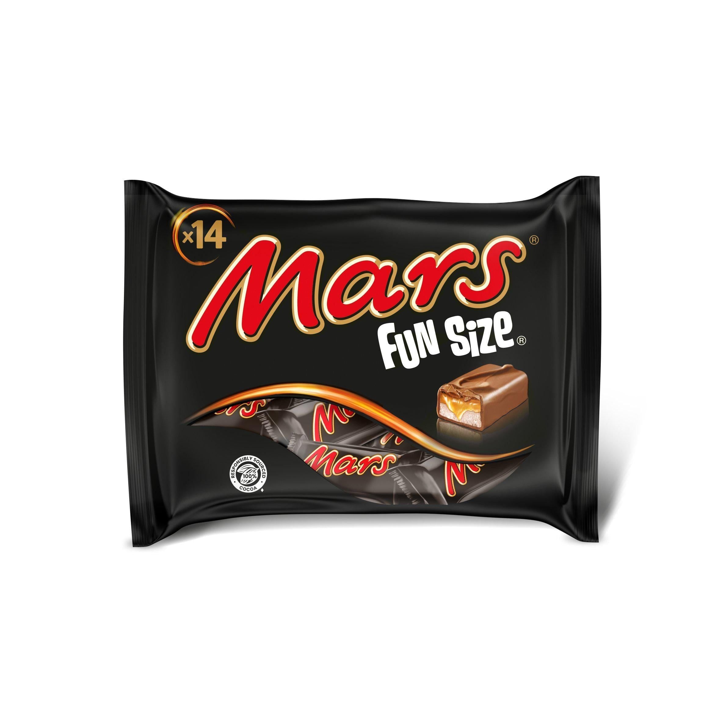 Mars Caramel Nougat &amp;amp; Milk Chocolate Funsize Snack Bars Multipack 16x18g