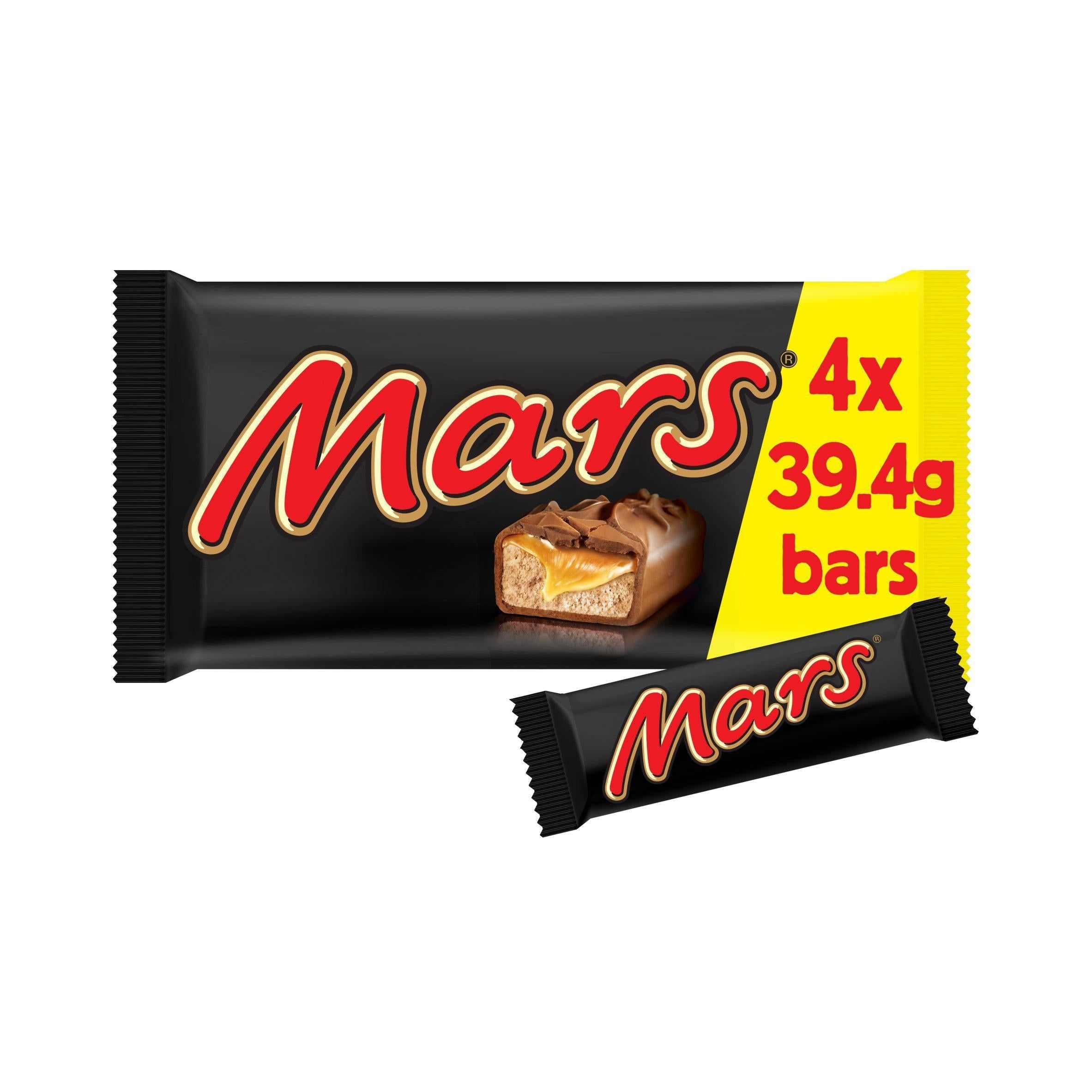 Mars Caramel, Nougat &amp;amp; Milk Chocolate Snack Bars Multipack 4x39.4g