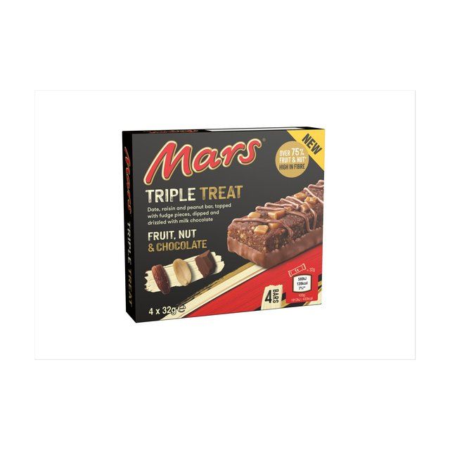 Mars Triple Treat Fruit &amp;amp; Nut Milk Chocolate Snack Bars Multipack   128g