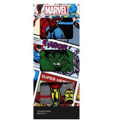 Marvel 3pk Mens Ankle Socks