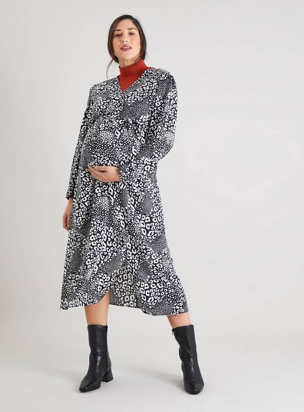 MATERNITY Monochrome Print Wrap Dress 14