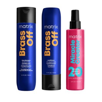 Matrix Brass Off Blue Shampoo, Nourishing conditioner &amp;amp; Miracle Creator 20 For Lightened Brunettes