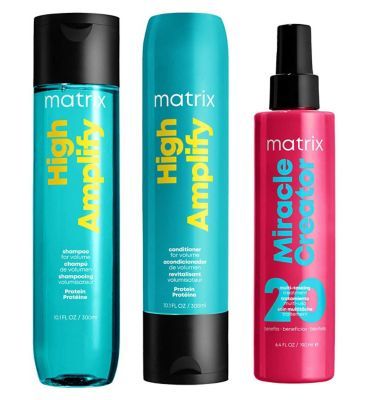 Matrix High Amplify Volumising Shampoo, Conditioner &amp;amp; Miracle Creator 20 for fine, flat hair