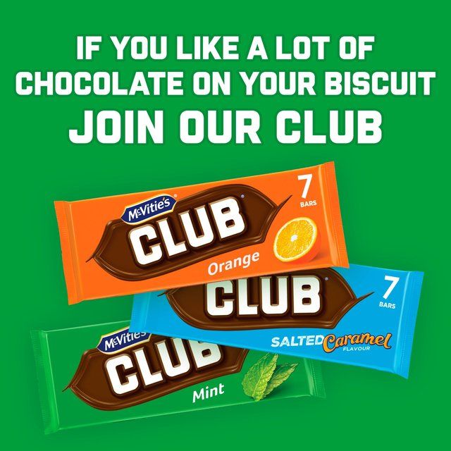 McVitie's Club Mint Chocolate Biscuit Bars Multipack   7 x 23g