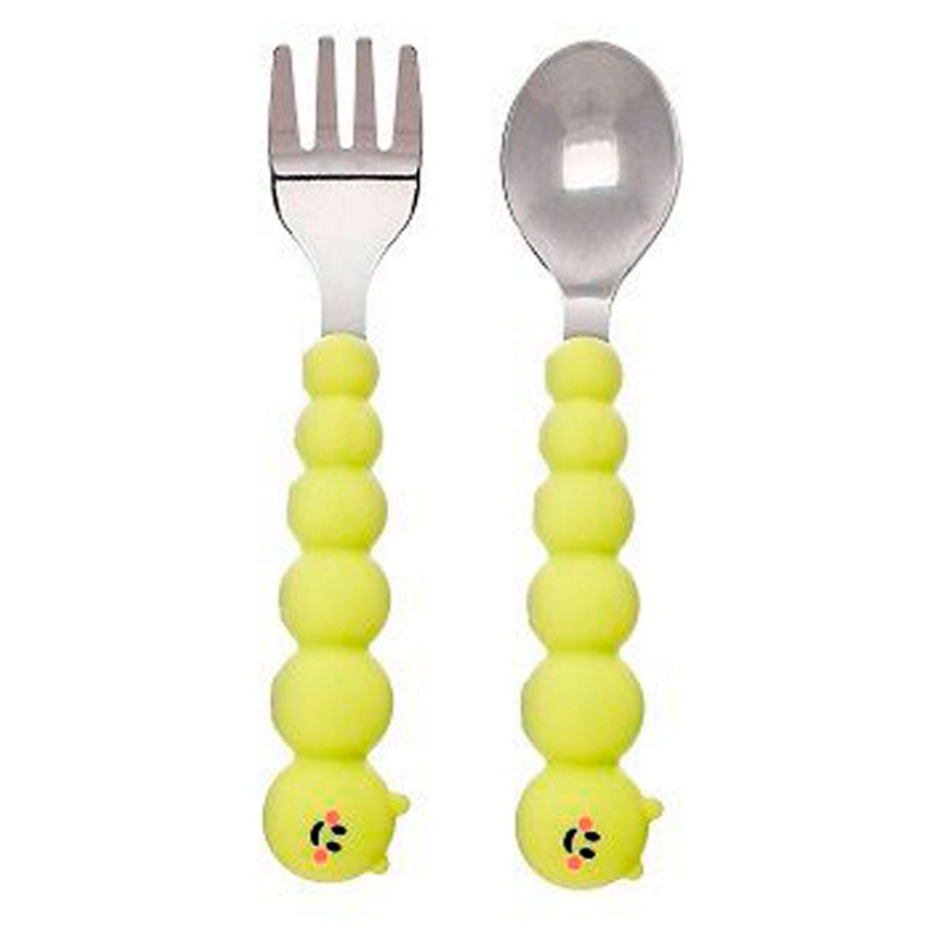 Melii Silicone and Stainless Steel Spoon &amp;amp; Fork