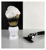 men-&amp;uuml; White Barbier62e Pure Bristle Shaving Brush with stand &amp;amp; free 15ml shave cr&amp;egrave;me buddy