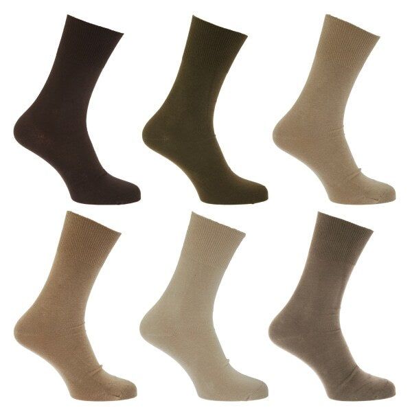 Mens Non Elastic Diabetic Socks (Pack Of 6) (UK Shoe 6-11) Brown/Beige/Olive / 340.0EA