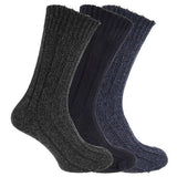 Mens Wool Blend Boot Socks (Pack Of 3) (UK Shoe 6-11) Navy/Grey/Blue / 1EA