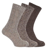 Mens Wool Blend Boot Socks (Pack Of 3) (UK Shoe 6-11) Shades of Brown / 270.0EA