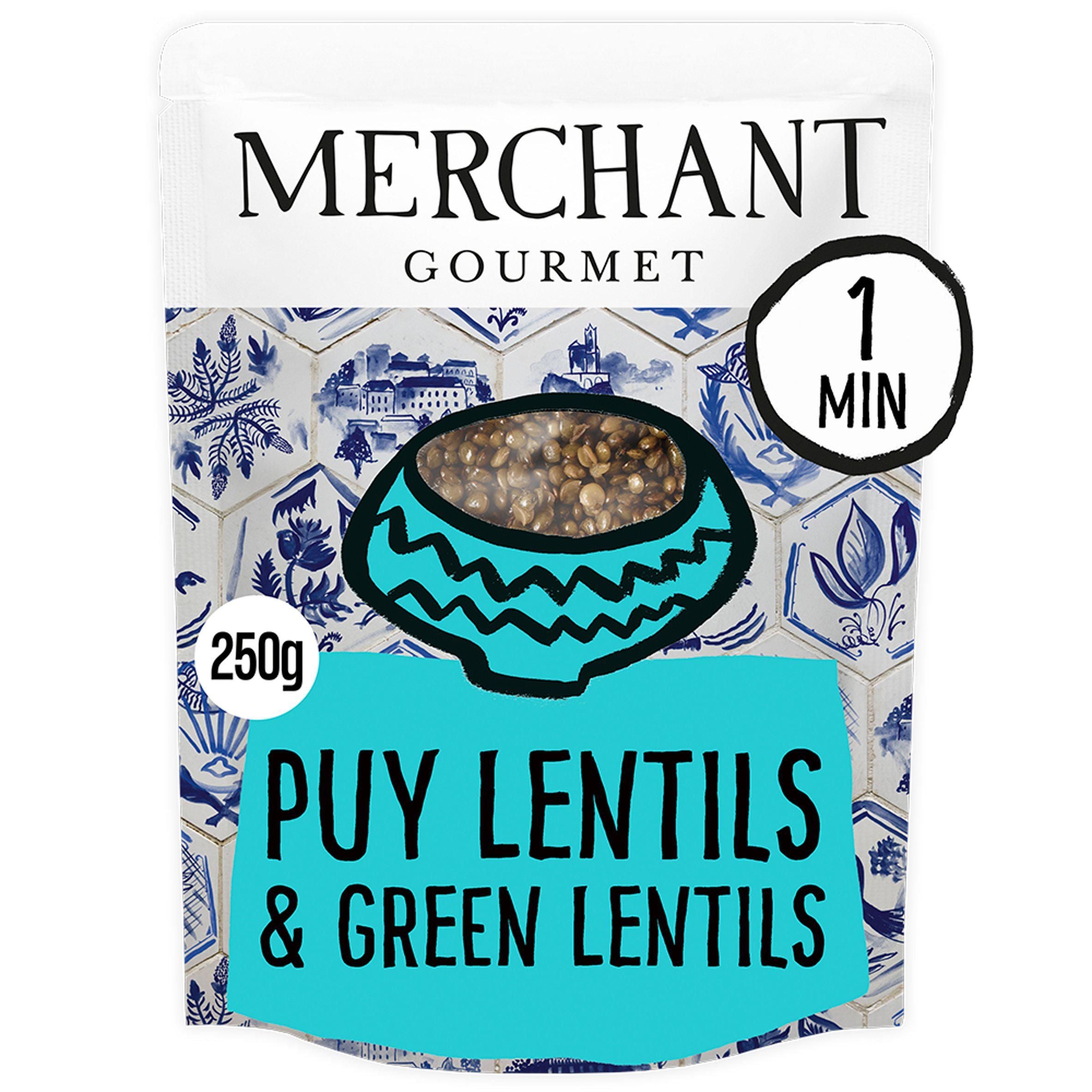 Merchant Gourmet Puy Lentils &amp;amp; French Green Lentils Simply Cooked 250g