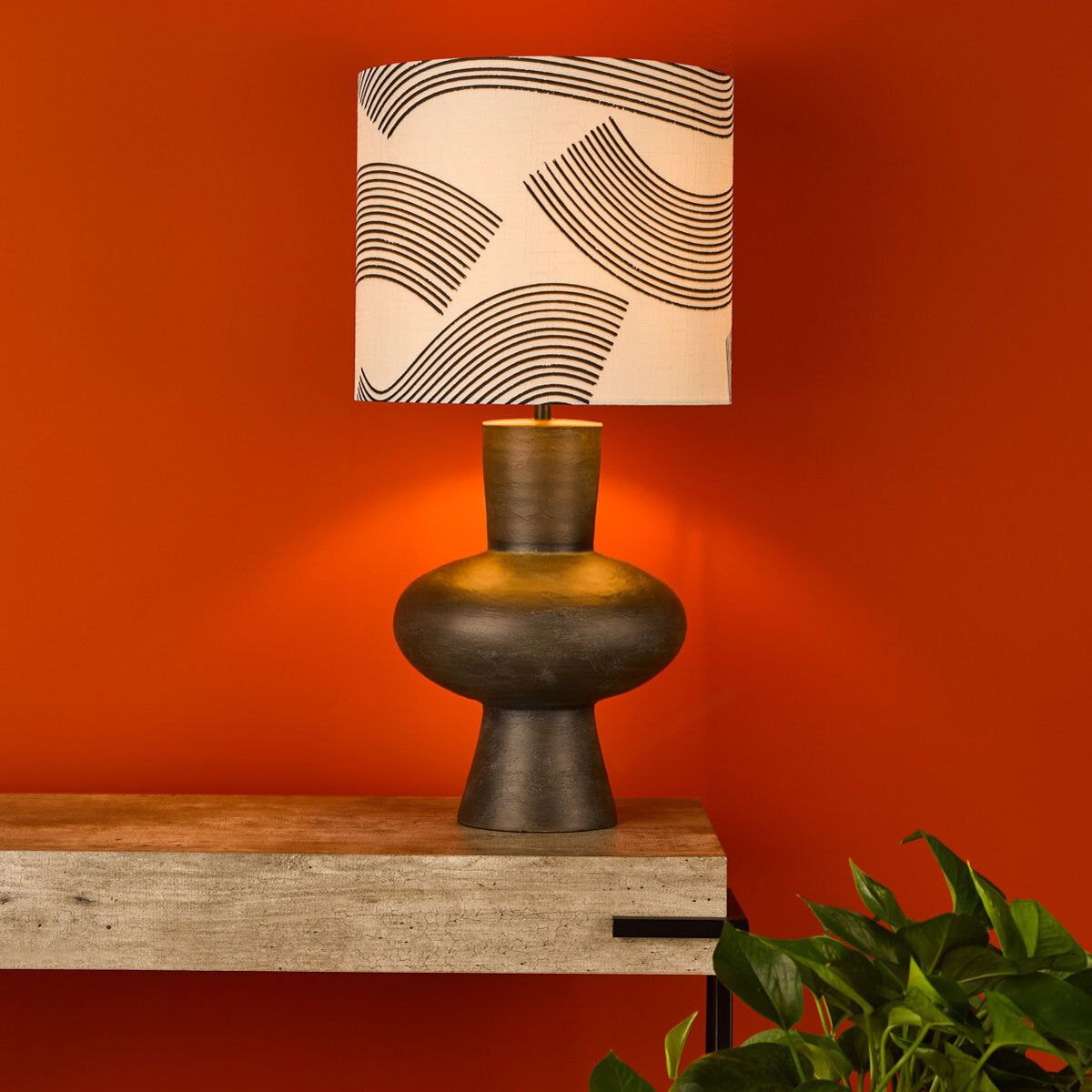 Miho Black &amp;amp; Bronze Table Lamp with Fabric Shade