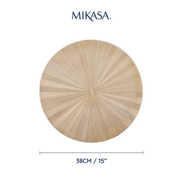 Mikasa 4pc PU Round Placemats Gold 38cm Tagged   4 per pack