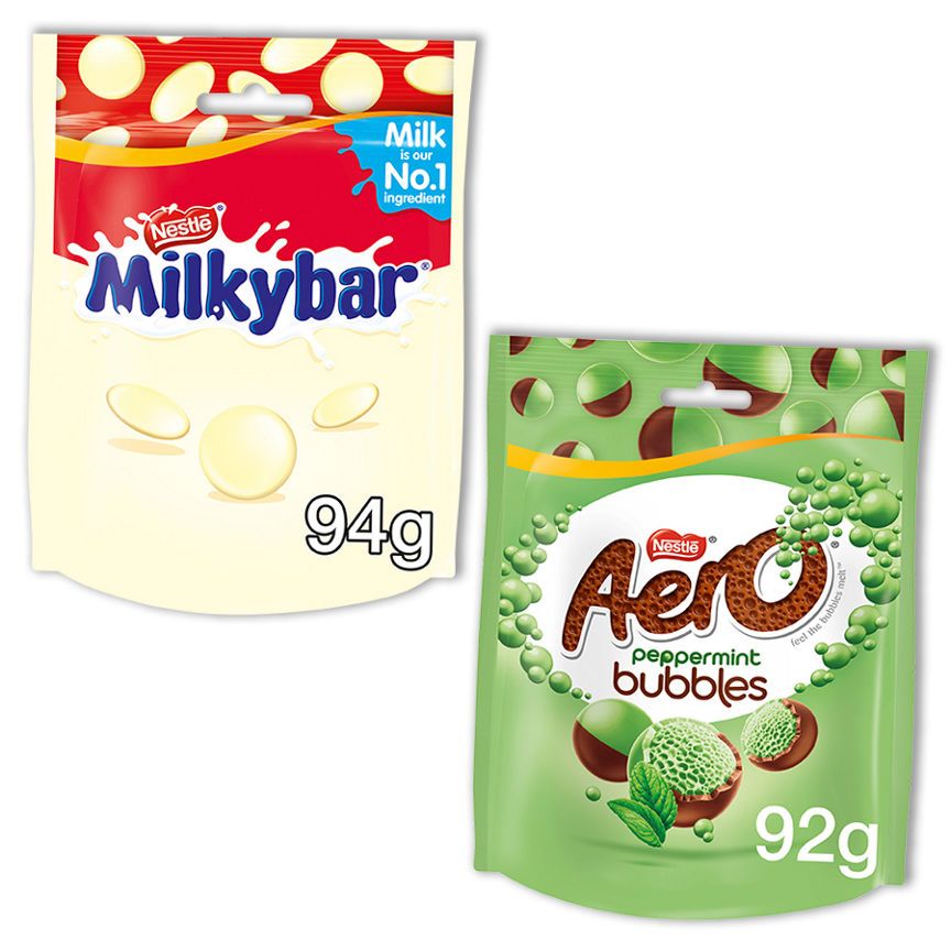 Milkybar Giant Buttons &amp;amp; Aero Peppermint Bubbles Sharing Bags Bundle